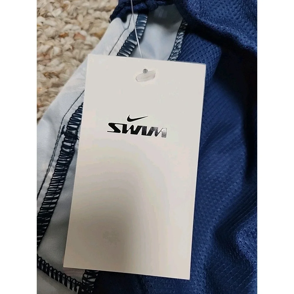 Nike Boys XL Navy Blue Sneaker Print‎ Swim Trunks Mesh Lined NESSF806-400